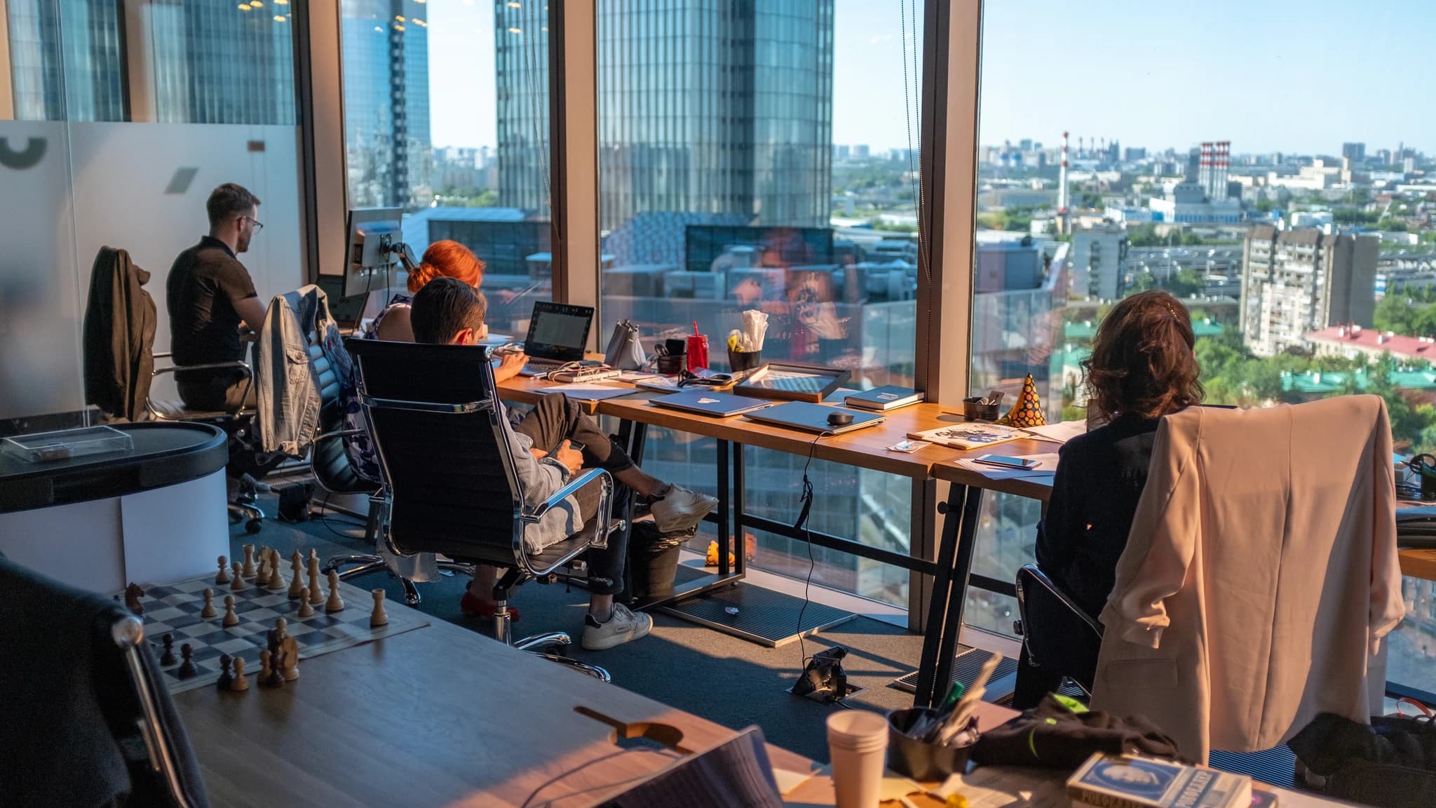 Workspace with panoramic city view